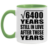 80th Anniversary Square Root of 6400 Years Still In Love - 11oz Accent Mug Green