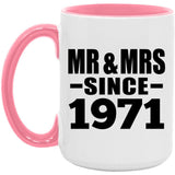 53rd Anniversary Mr & Mrs Since 1971 - 15oz Accent Mug Pink