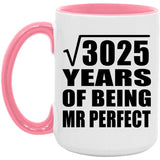 55th Anniversary Square Root of 3025 Years of Mr Perfect - 15oz Accent Mug Pink