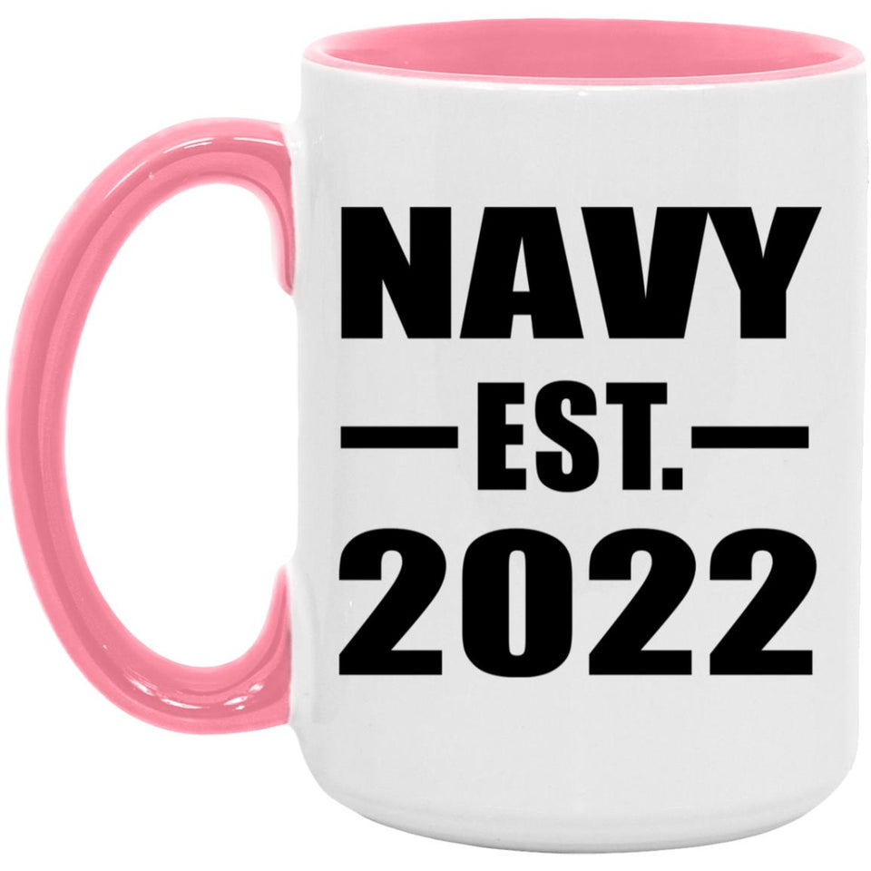 Navy Established EST. 2022 - 15oz Accent Mug Pink