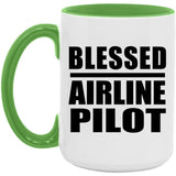 Blessed Airline Pilot - 15oz Accent Mug Green