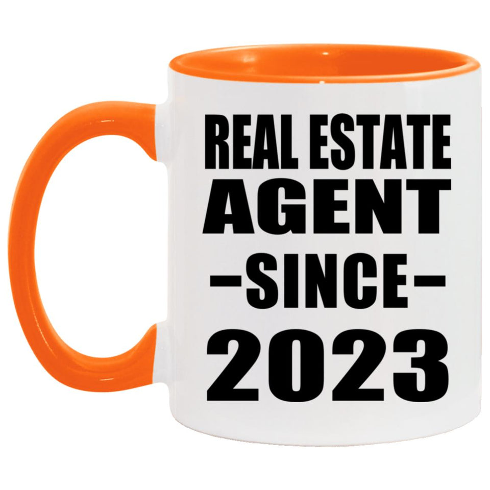 Real Estate Agent Since 2023 - 11oz Accent Mug Orange