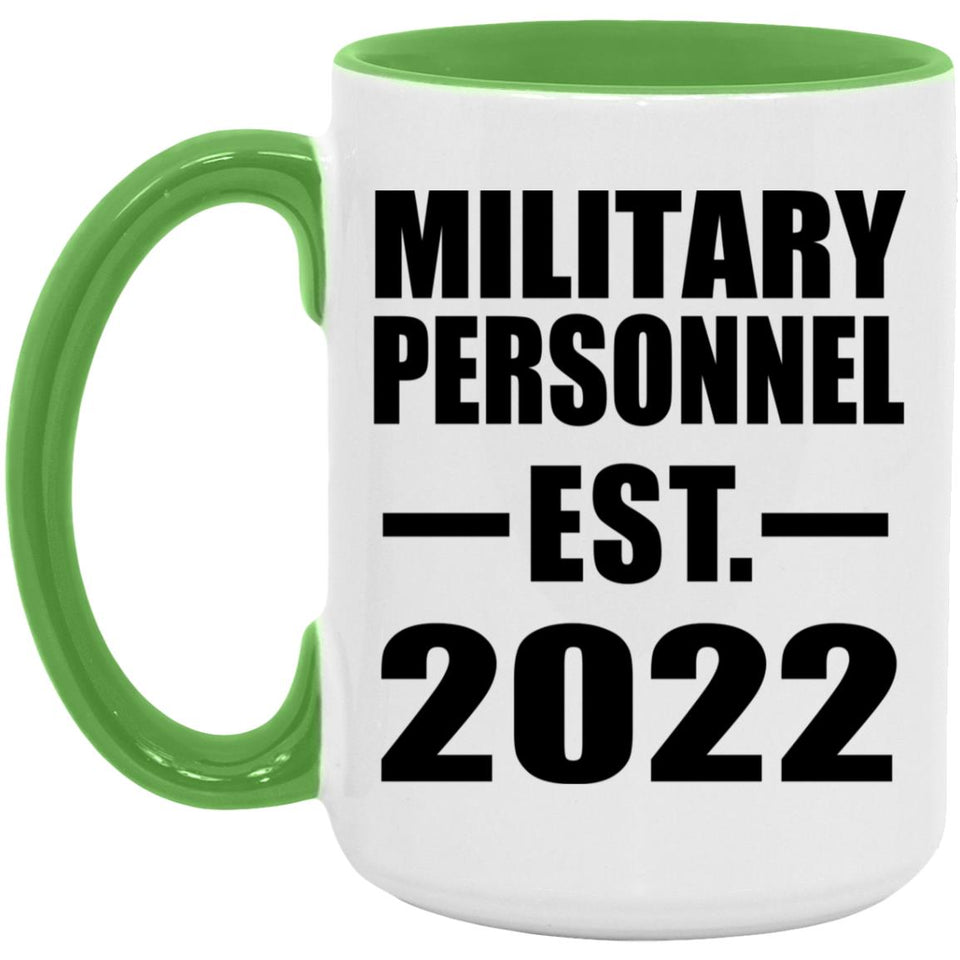 Military Personnel Established EST. 2022 - 15oz Accent Mug Green