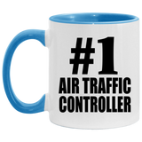 Number One #1 Air Traffic Controller - 11oz Accent Mug Blue