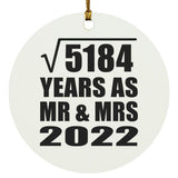 72nd Anniversary Square Root of 5184 Years As Mr & Mrs 2022 - Circle Ornament