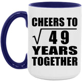 7th Anniversary Cheers To Square Root of 49 Years Together - 15oz Accent Mug Purple