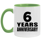 6th Anniversary 6 Years - 11oz Accent Mug Green