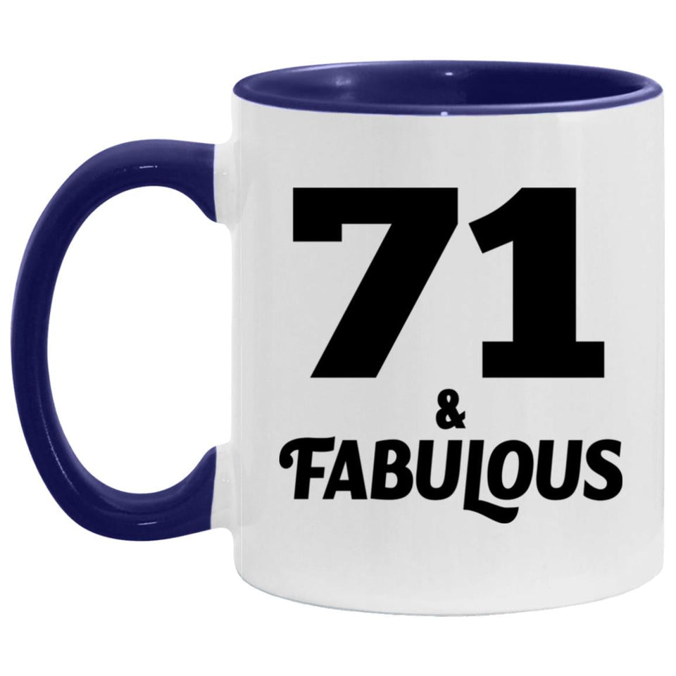 71st Birthday 71 & Fabulous - 11oz Accent Mug Purple