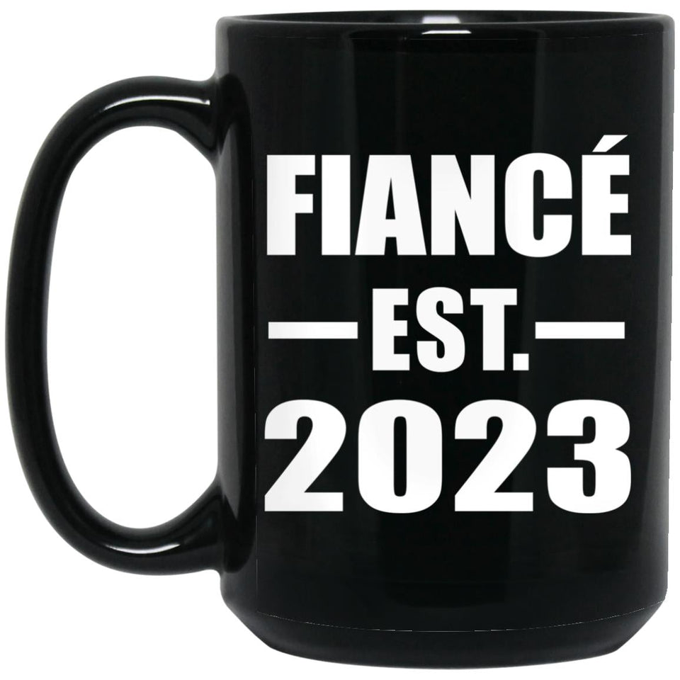 Fiance Established EST. 2023 - 15oz Coffee Mug Black