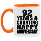 Happy 92nd Anniversary 92 Years & Counting - 11oz Accent Mug Orange