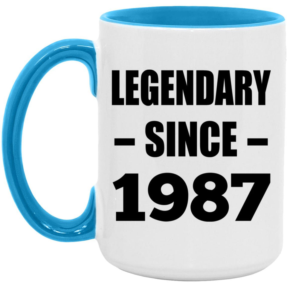 37th Birthday Legendary Since 1987 - 15oz Accent Mug Blue