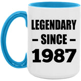 37th Birthday Legendary Since 1987 - 15oz Accent Mug Blue