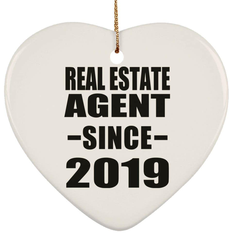 Real Estate Agent Since 2019 - Heart Ornament