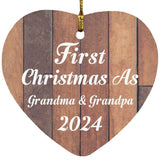 First Christmas As Grandma & Grandpa 2024 - Heart Ornament E