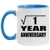 1st Anniversary Square Root of 1 Year Anniversary - 11oz Accent Mug Blue