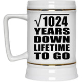 32nd Anniversary Square Root of 1024 Years Lifetime To Go - Beer Stein