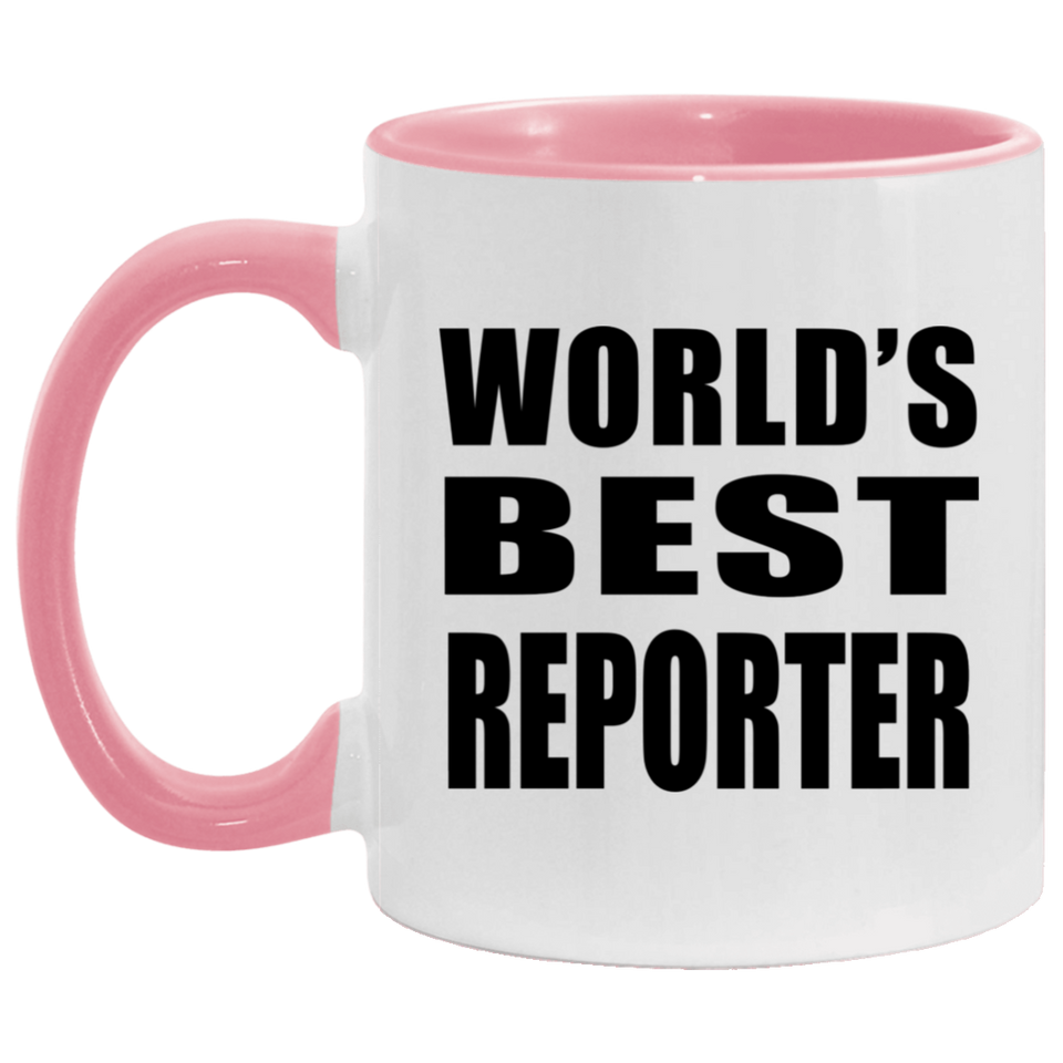 World's Best Reporter - 11oz Accent Mug Pink
