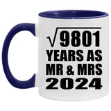 99th Anniversary Square Root of 9801 Years As Mr & Mrs 2024 - 11oz Accent Mug Purple