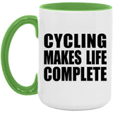 Cycling Makes Life Complete - 15oz Accent Mug Green