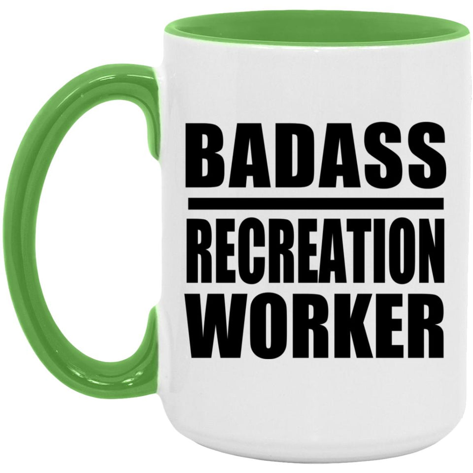 Badass Recreation Worker - 15oz Accent Mug Green