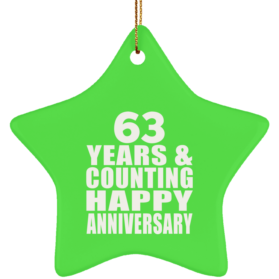Happy 63rd Anniversary 63 Years & Counting - Star Ornament