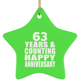Happy 63rd Anniversary 63 Years & Counting - Star Ornament