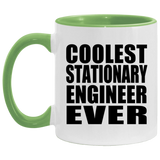 Coolest Stationary Engineer Ever - 11oz Accent Mug Green
