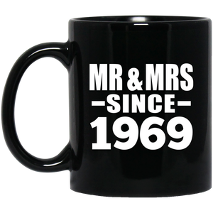 55th Anniversary Mr & Mrs Since 1969 - 11 Oz Coffee Mug Black