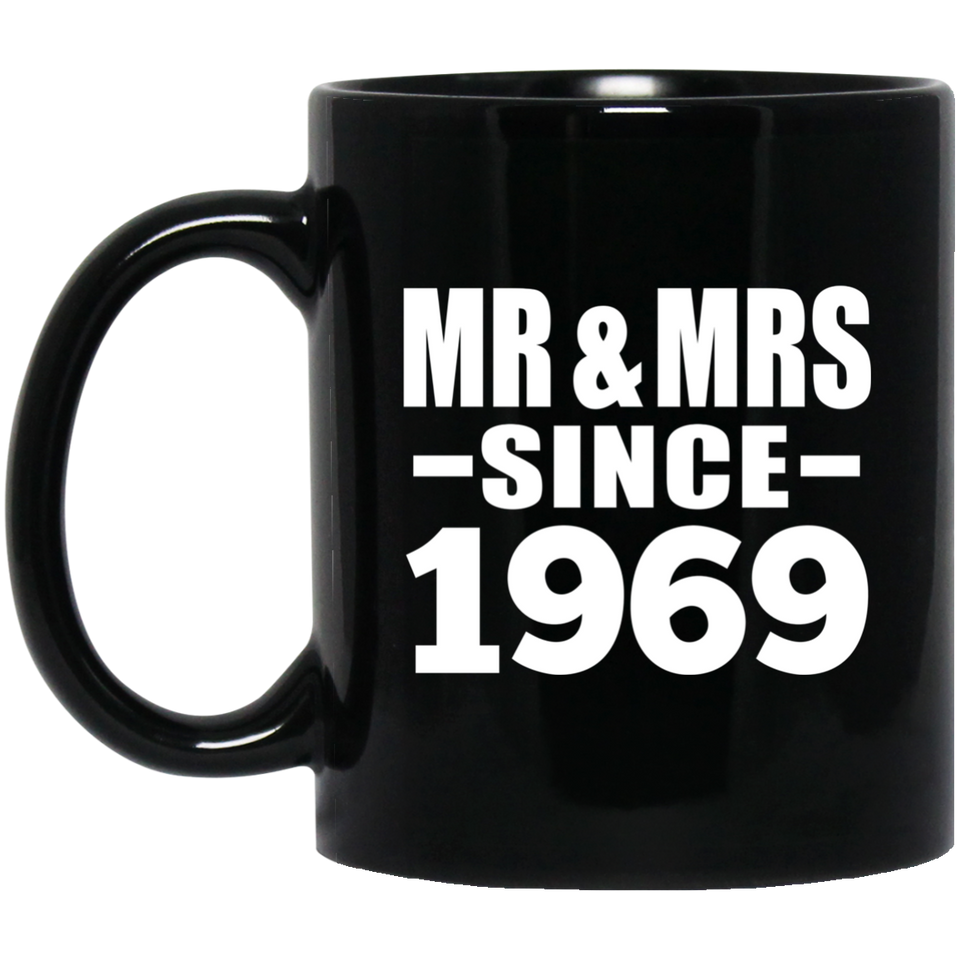 55th Anniversary Mr & Mrs Since 1969 - 11 Oz Coffee Mug Black