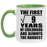 3rd Birthday Square Root of 9 Years of Childhood - 11oz Accent Mug Green