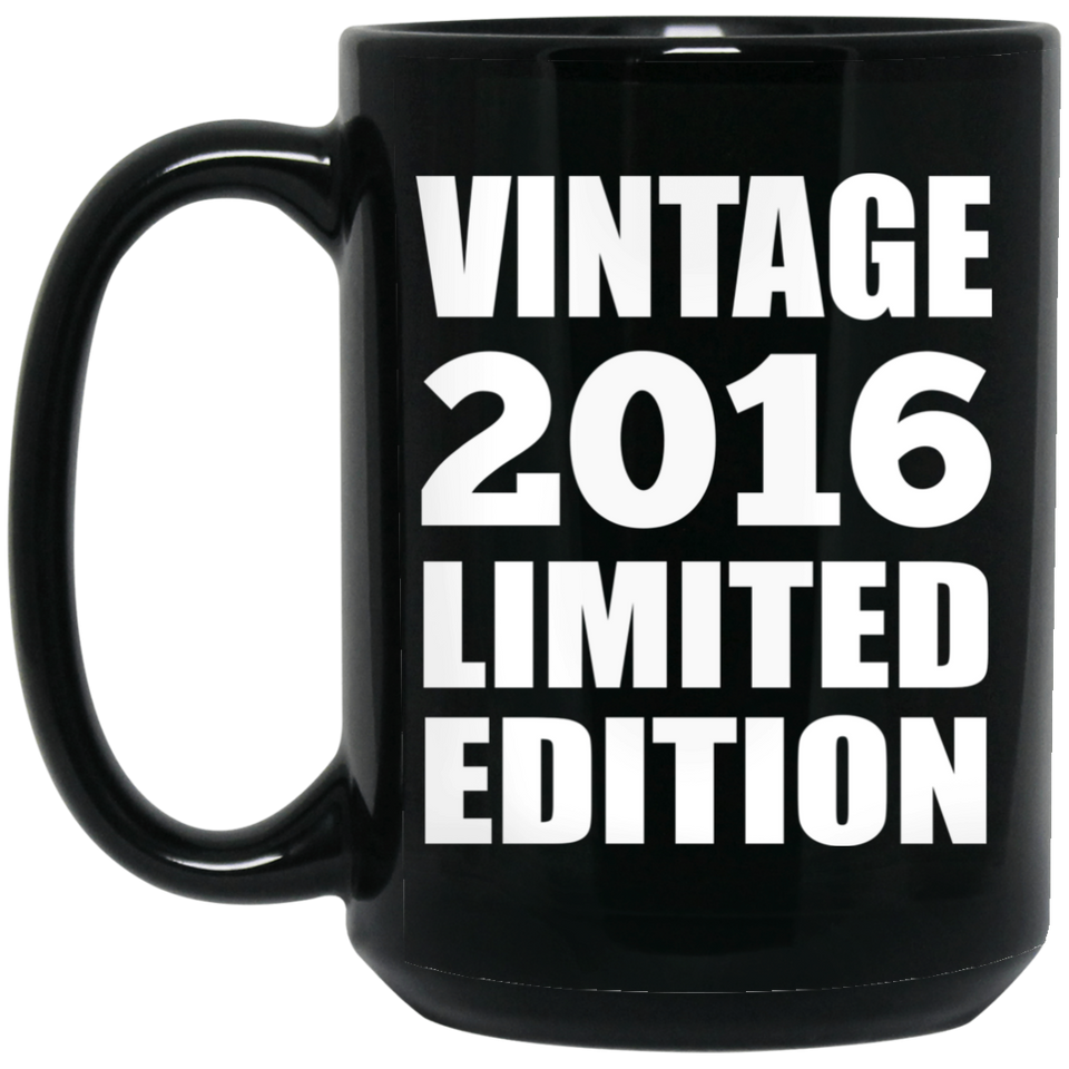 8th Birthday Vintage 2016 Limited Edition - 15oz Coffee Mug Black