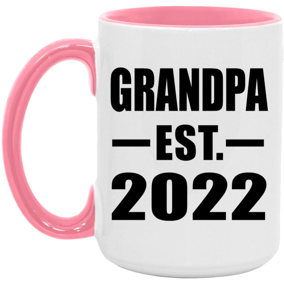 Grandpa Established EST. 2022 - 15oz Accent Mug Pink