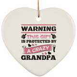 Warning This Girl Is Protected by A Crazy Grandpa - Heart Ornament