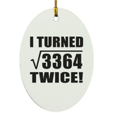 116th Birthday I Turned Square Root of 3364 Twice - Oval Ornament