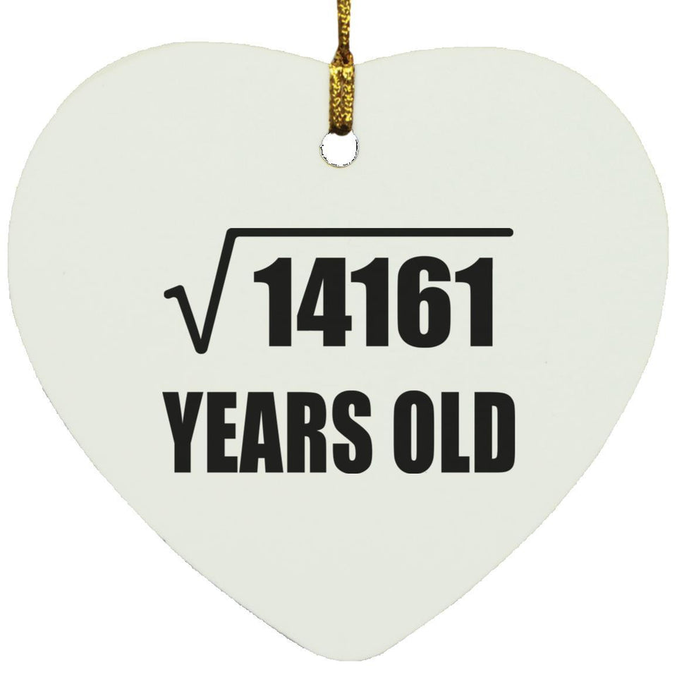 119th Birthday Square Root of 14161 Years Old - Heart Ornament