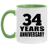 34th Anniversary 34 Years - 11oz Accent Mug Green
