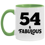 54th Birthday 54 & Fabulous - 11oz Accent Mug Green