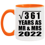 19th Anniversary Square Root of 361 Years As Mr & Mrs 2022 - 11oz Accent Mug Orange