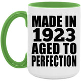 101st Birthday Made In 1923 Aged to Perfection - 15oz Accent Mug Green