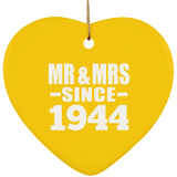 80th Anniversary Mr & Mrs Since 1944 - Heart Ornament