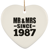 37th Anniversary Mr & Mrs Since 1987 - Heart Ornament