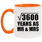 60th Anniversary Square Root of 3600 Years As Mr & Mrs - 11oz Accent Mug Orange