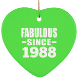 36th Birthday Fabulous Since 1988 - Heart Ornament