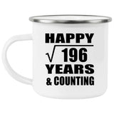 Happy 14th Anniversary Square Root of 196 Years & Counting - 12oz Camping Mug