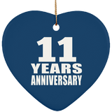 11th Anniversary 11 Years - Heart Ornament