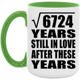 82nd Anniversary Square Root of 6724 Years Still In Love - 15oz Accent Mug Green
