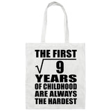 3rd Birthday Square Root of 9 Years of Childhood - Tote Bag White