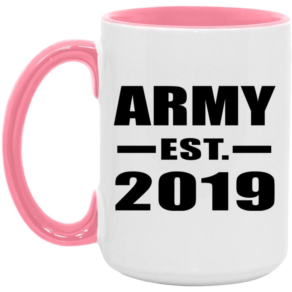 Army Established EST. 2019 - 15oz Accent Mug Pink