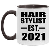 Hair Stylist Established EST. 2021 - 11oz Accent Mug Black