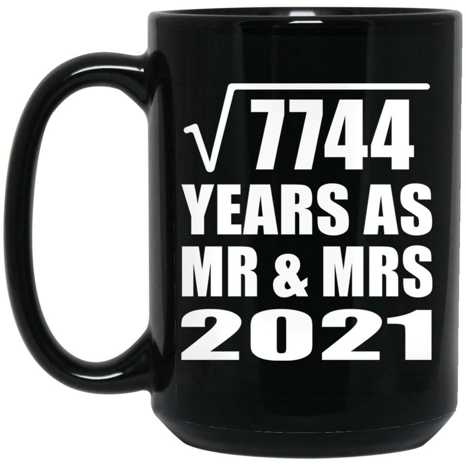 88th Anniversary Square Root of 7744 Years As Mr & Mrs 2021 - 15oz Coffee Mug Black